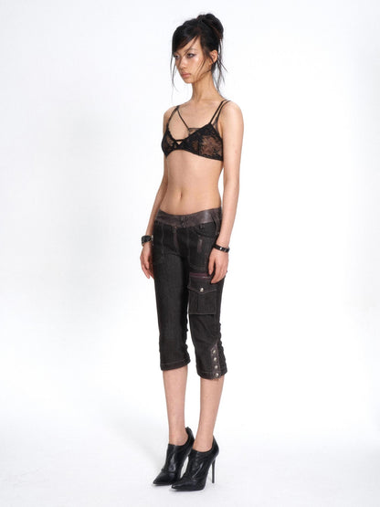 Flowers birds Market Pu Leather Patchwork Topstitch Multi Pocket Women&