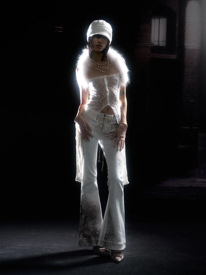 Flowers birds Market Reversible Elegant Slim Fit Turtleneck Long Sleeve Polyester Women Tops Blouse