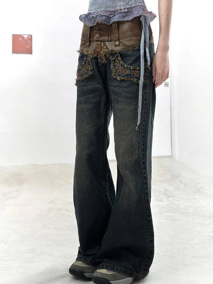 Rooted Silence Washed Patchwork Pants