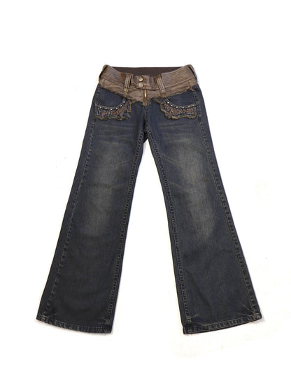 Flowers birds Market Rooted Silence Washed Patchwork Pants