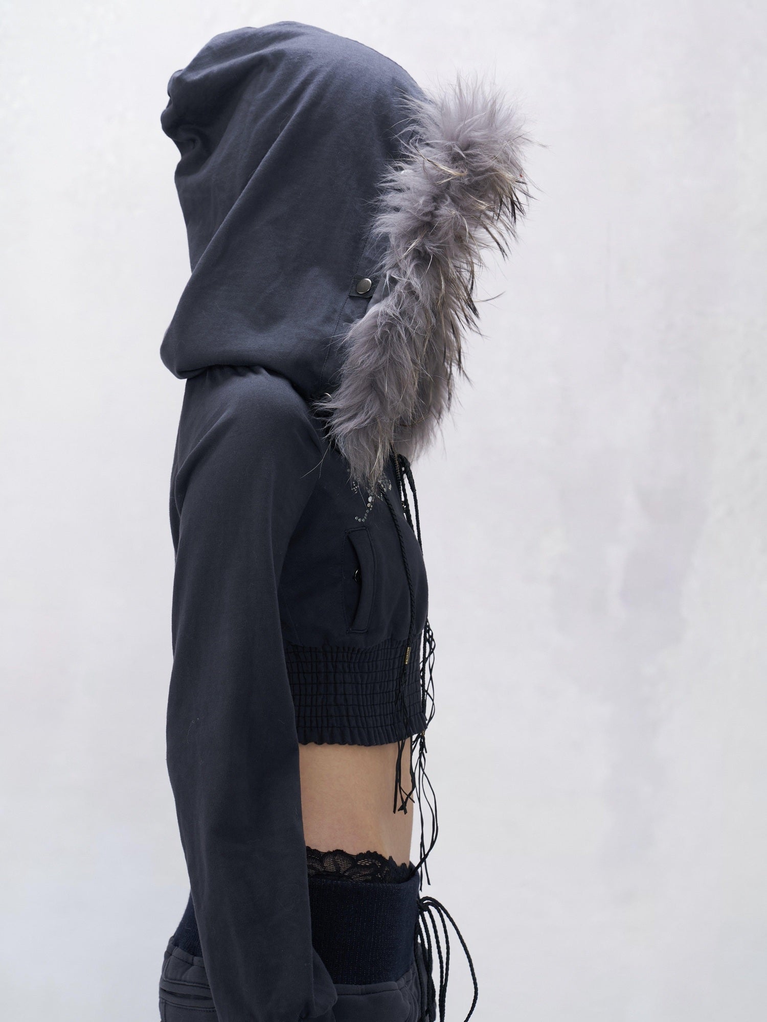 Flowers_birds_Market Soft Cotton Slim Zip Front Crop Hooded Street Women Solid Blue Purple Hoodies