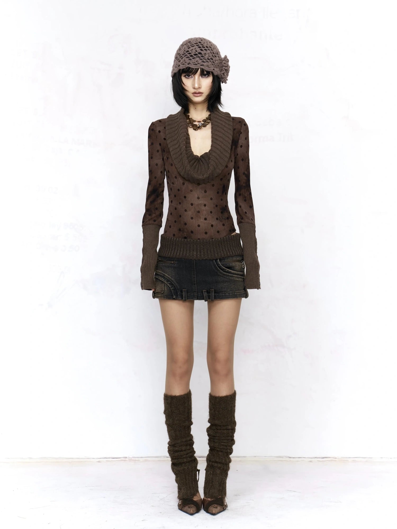 Flowers birds Market Soft Knit Original Design Straight Fit Coffee Brown Women Pullover Sweater