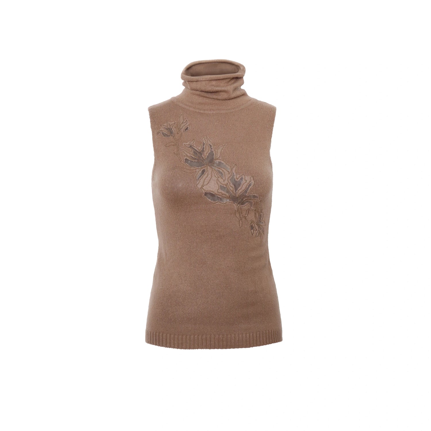 Flowers_birds_Market_Soft_Knit_Slim_Sleeveless_Turtleneck_Double_Zipper_Embroidered_Women_Tank_Top_MISSTT