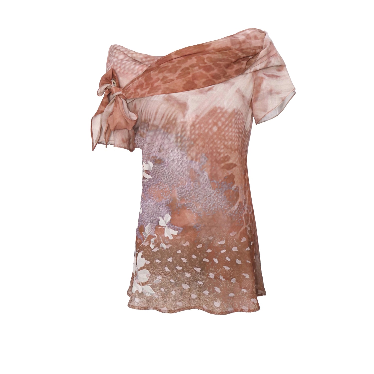 Flowers_birds_Market_Stretch_Elegant_Off_Shoulder_Fit_And_Flare_Short_Sleeve_Women_City_Walk_Dresses_MISSTT