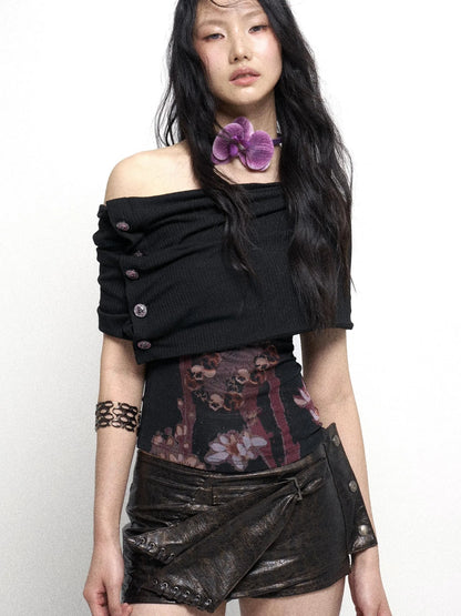 Two Tone Vintage Distressed Leather Shorts