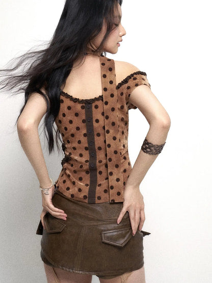 Two Tone Vintage Distressed Leather Shorts