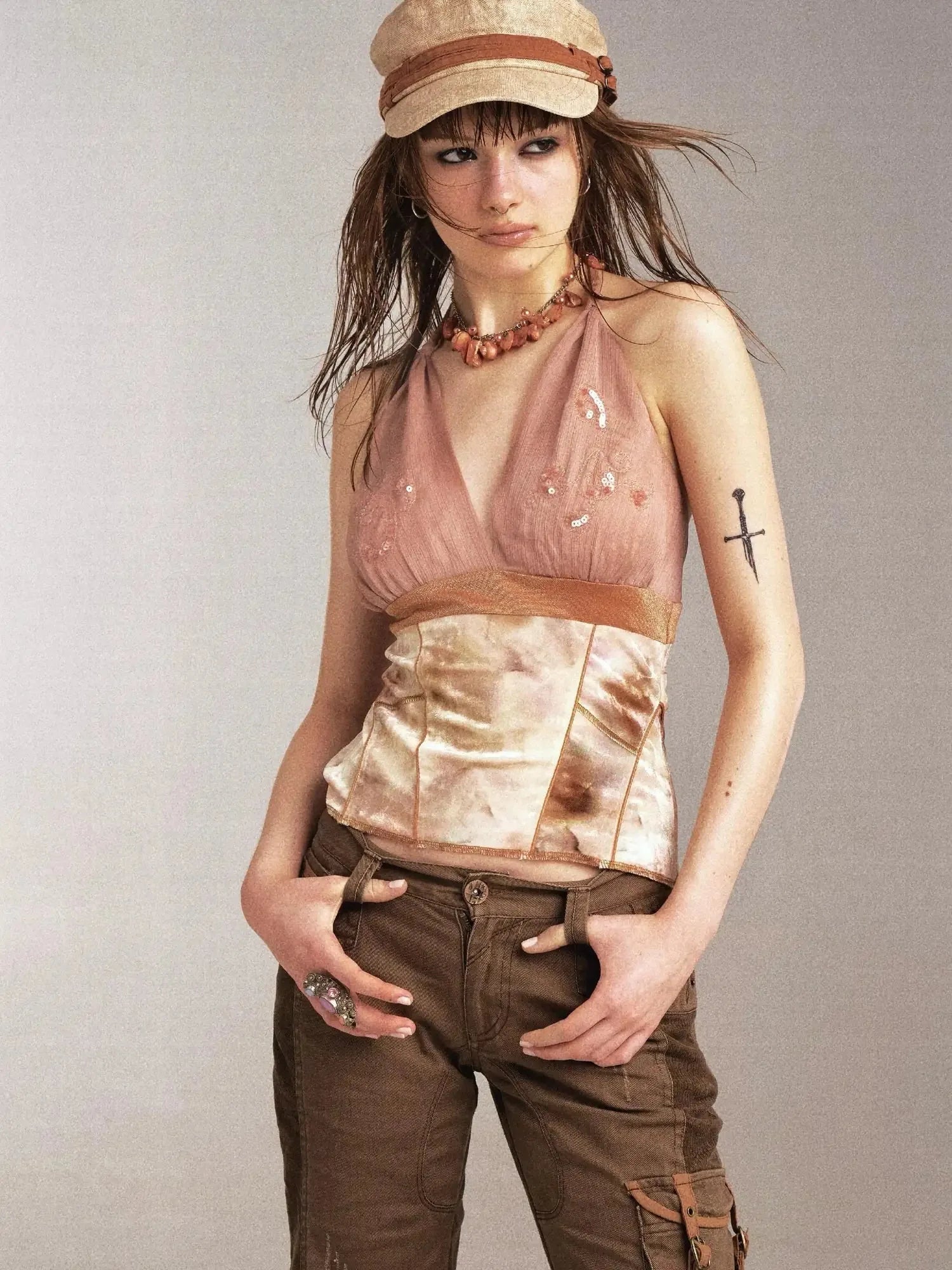 Velvet  Embroidered Beaded Slinky Summer Camisole Top