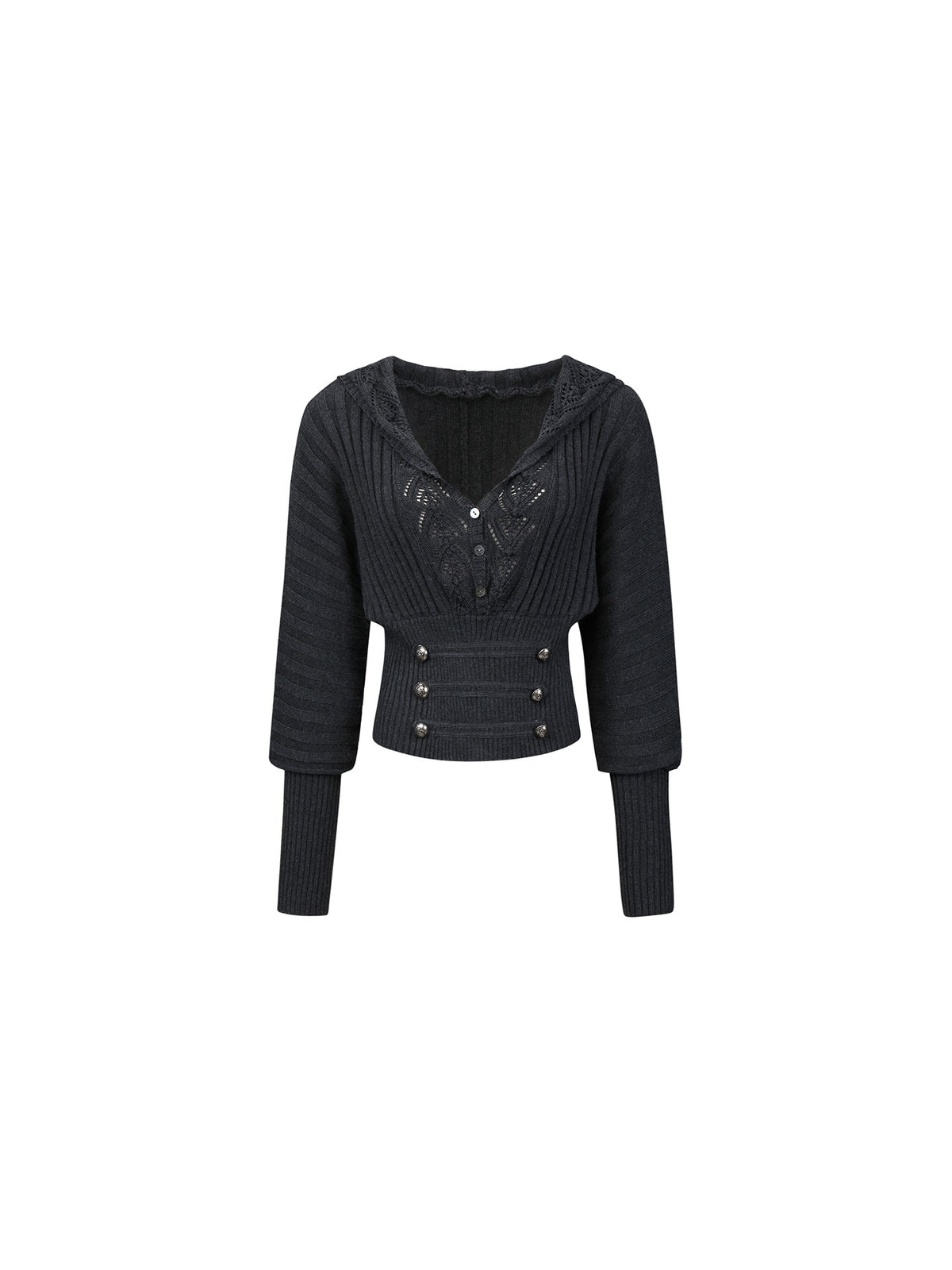 Flowers_birds_Market_Vintage_Pointelle_Hooded_Batwing_Sleeve_Women&