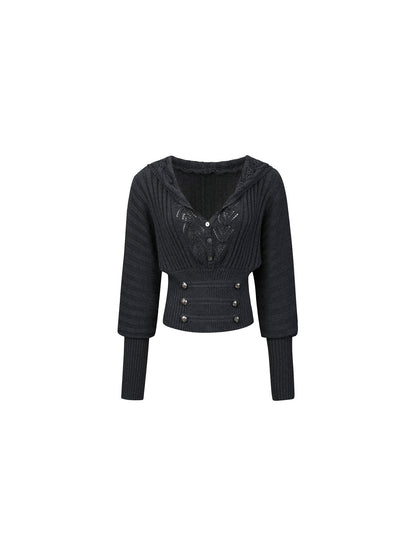 Flowers_birds_Market_Vintage_Pointelle_Hooded_Batwing_Sleeve_Women&