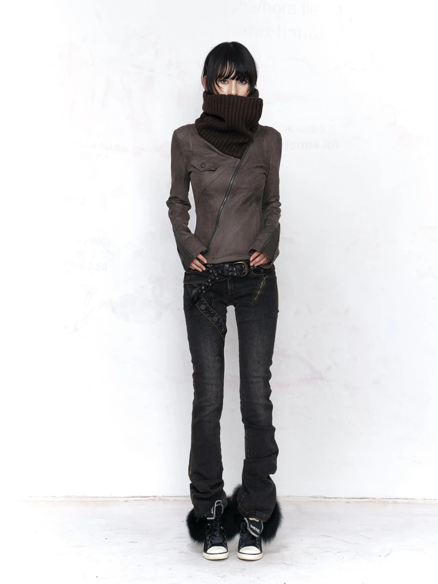 Flowers birds Market Vintage Wash Low Rise Slight Stretch Micro Flare Zip Fly For Women Denim Jeans