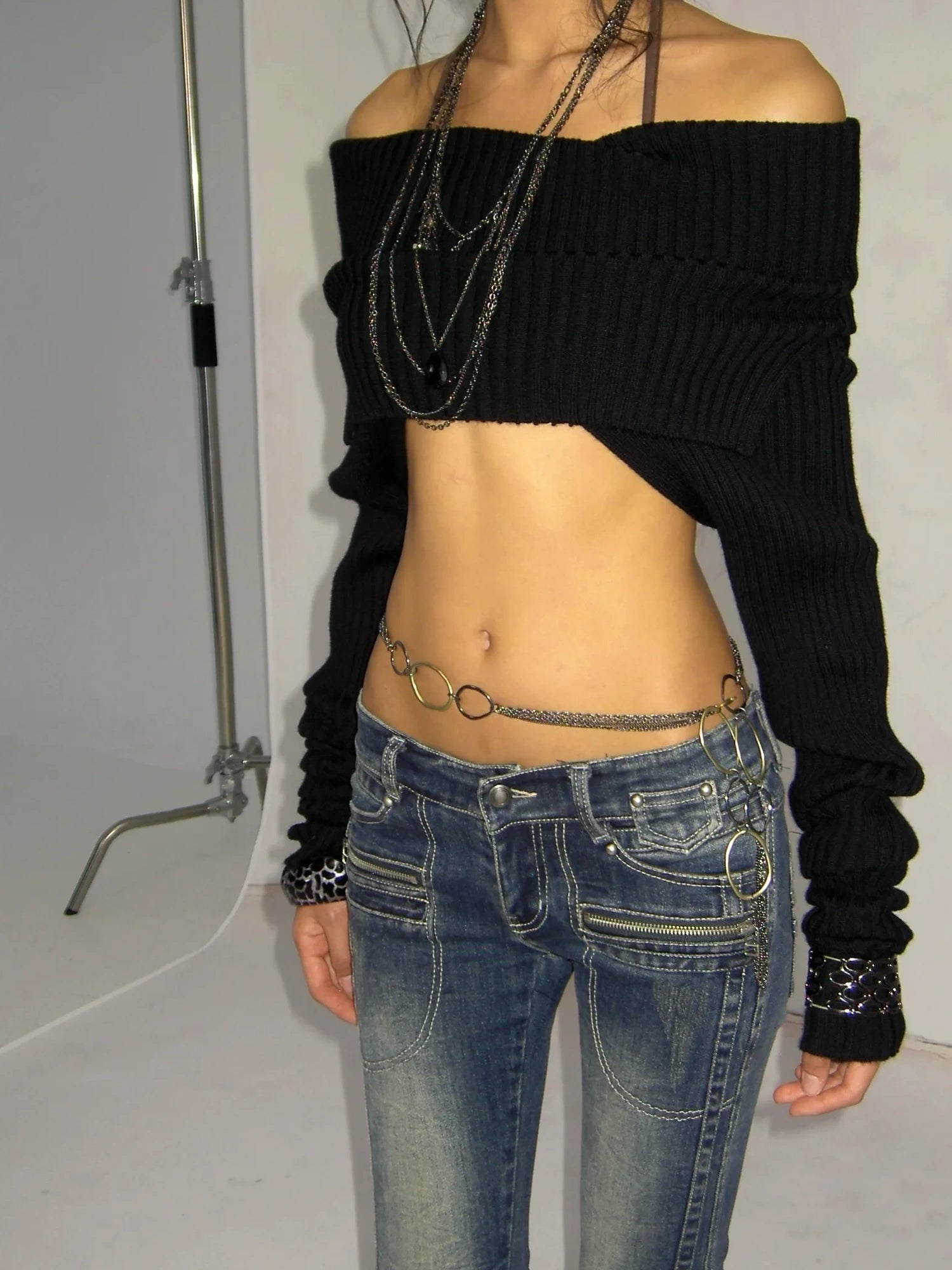 Flowers birds Market Vintage Washed Slim Fit Women Dark Blue Cotton Stretch Denim Jeans