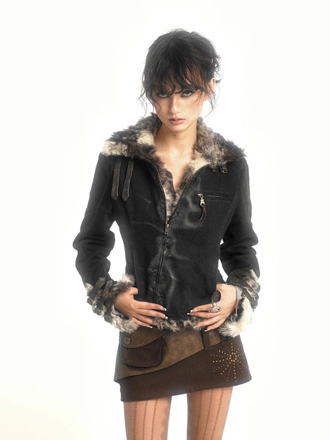 Flowers birds Market Warm Thickened Cotton Denim Original Design Straight Fit Women Outerwear Jacket