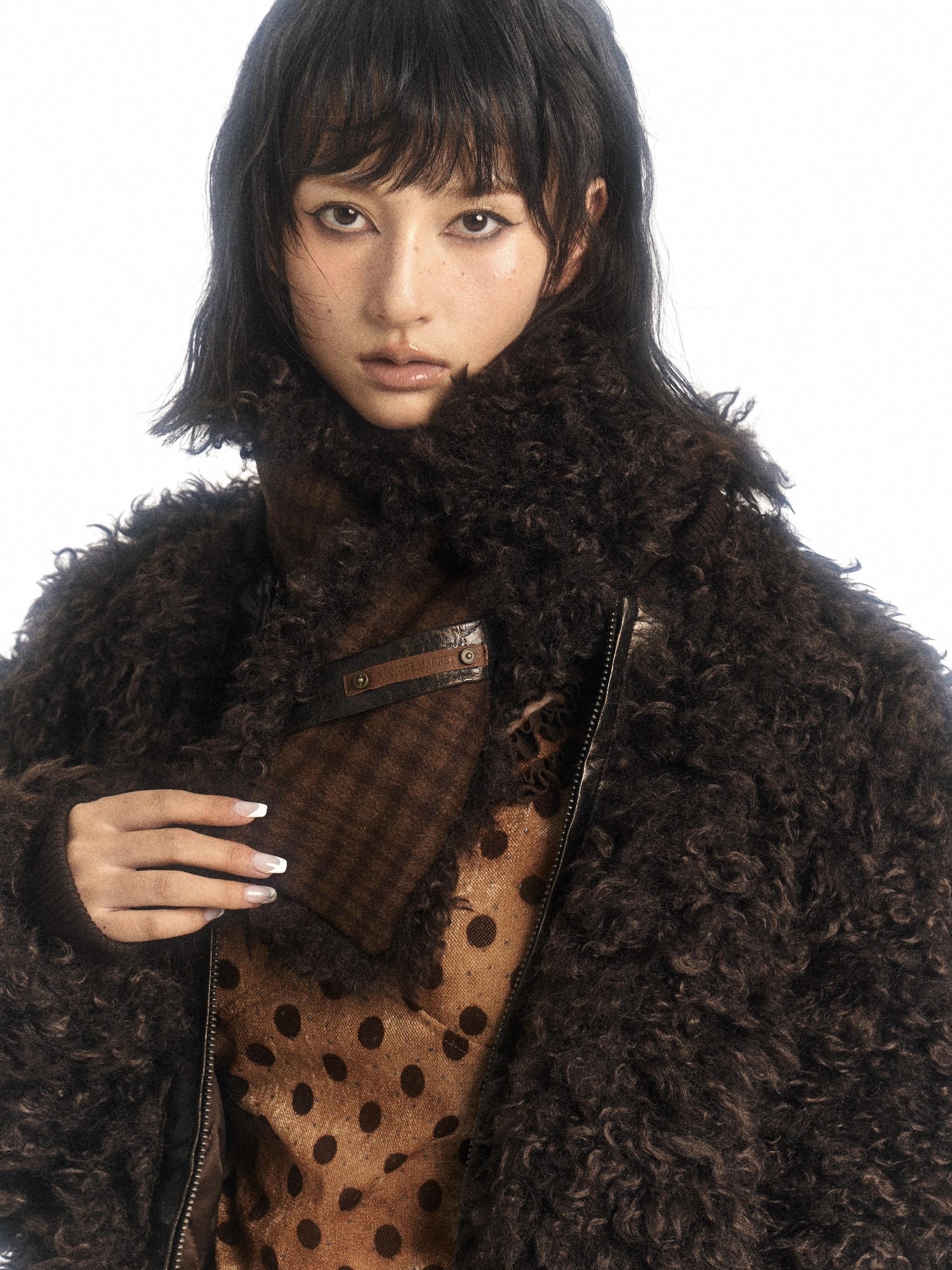 Flowers birds Market Warm Wool Blend Coat With Free Scarf