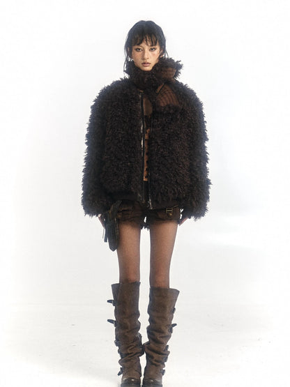 Warm Wool Blend Coat With Free Scarf