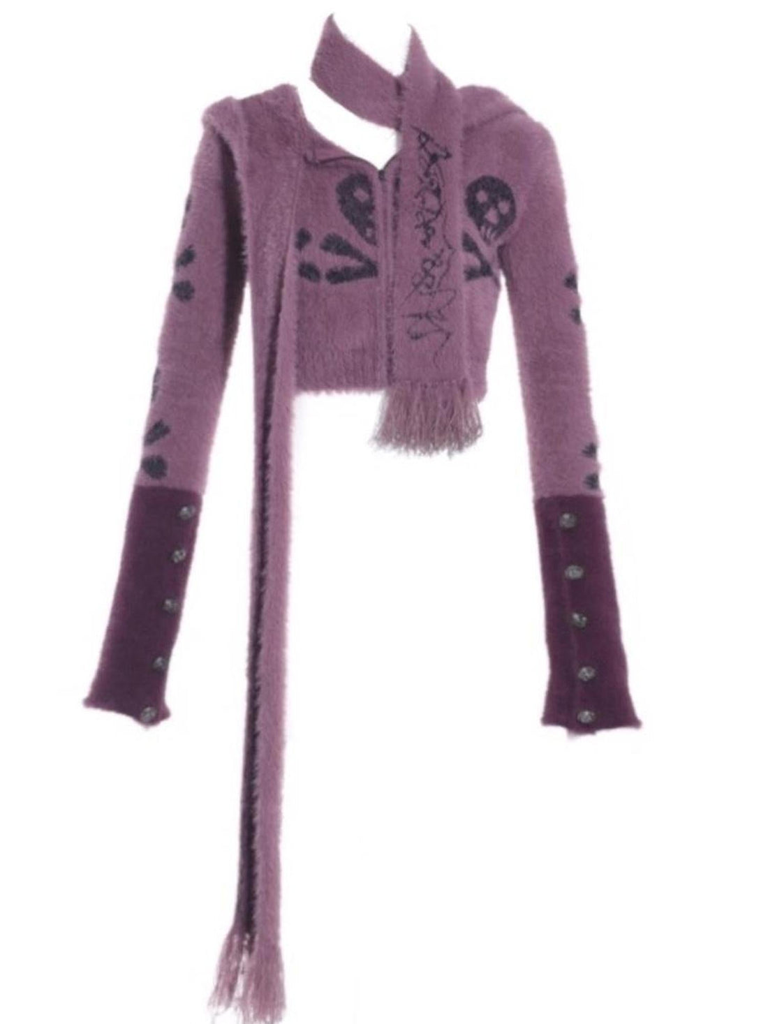 Flowers birds Market Y2K Floral Skull Print Faux Shearling Moto Jacket