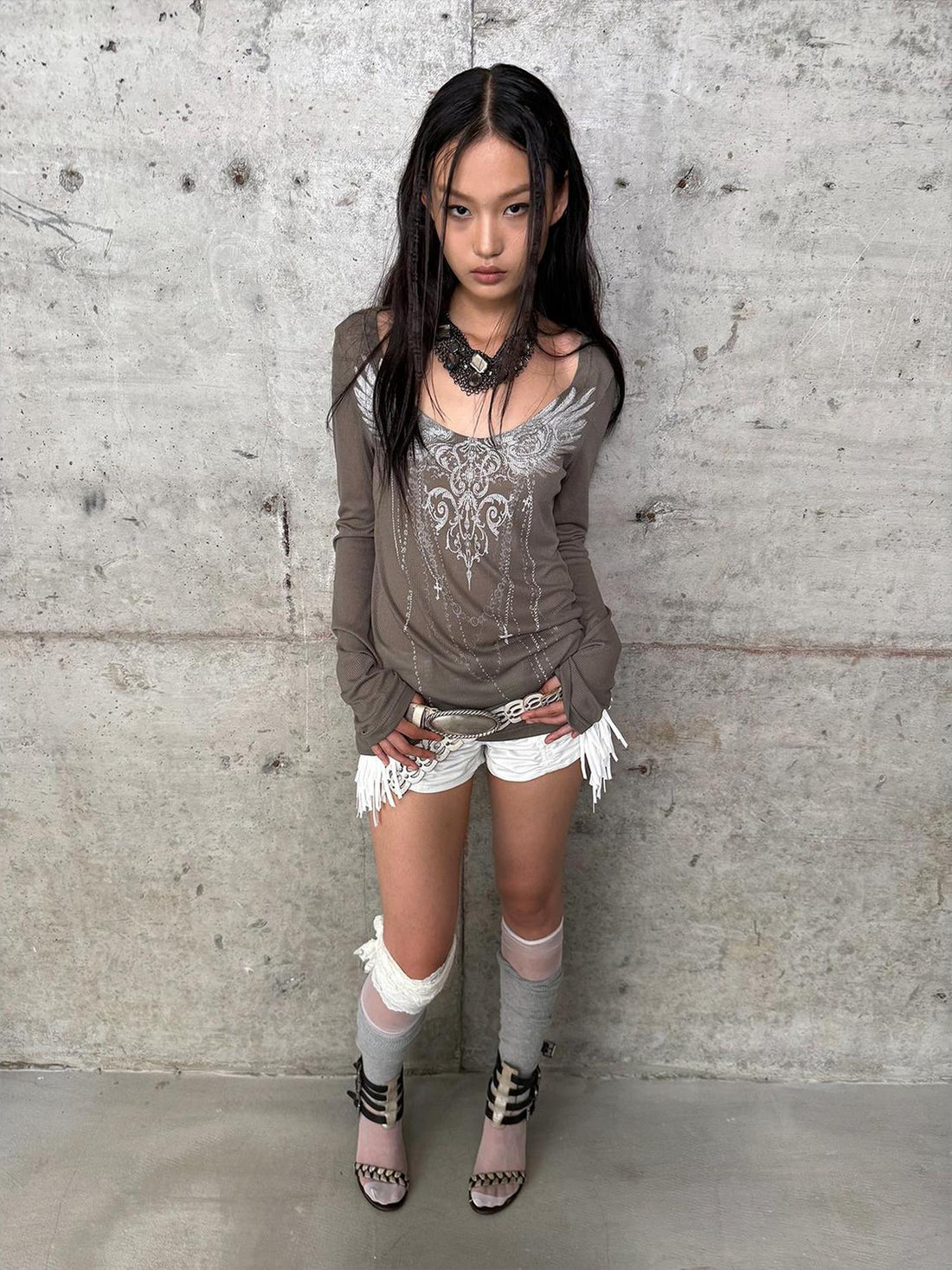 DoublePunch Flowy Fringe Low-Rise Shorts With Detachable Ruffles Shorts