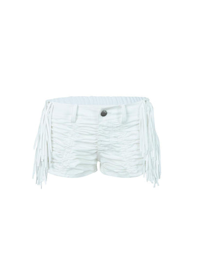 DoublePunch Flowy Fringe Low-Rise Shorts With Detachable Ruffles Shorts