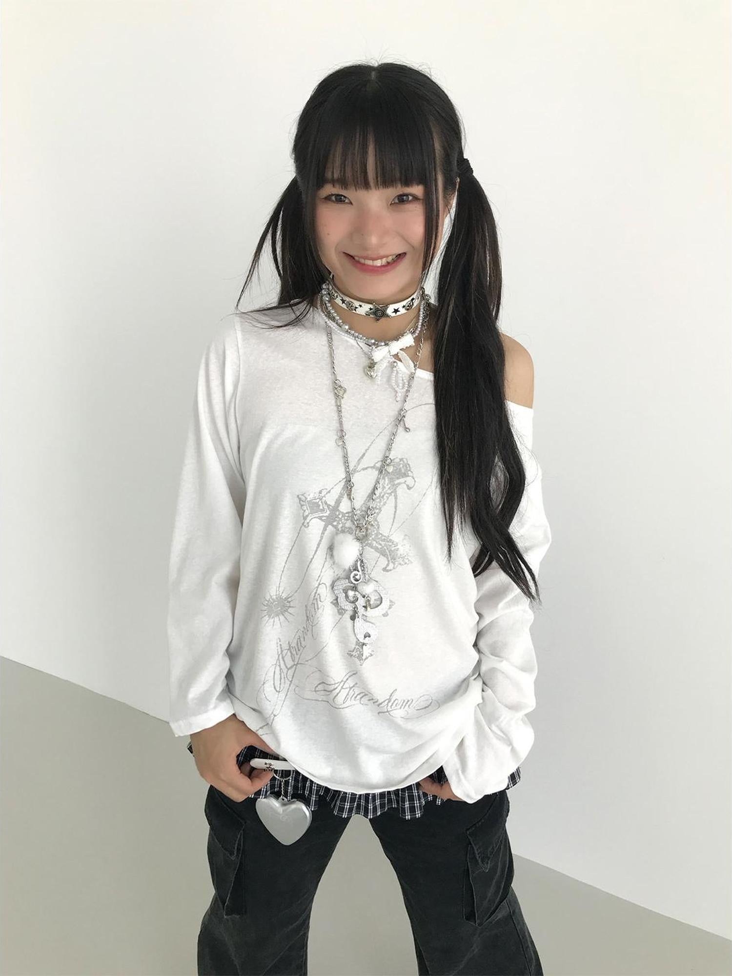 atrandom Flowy Off-Shoulder Printed Blouse Long Sleeve Sunshirt Top