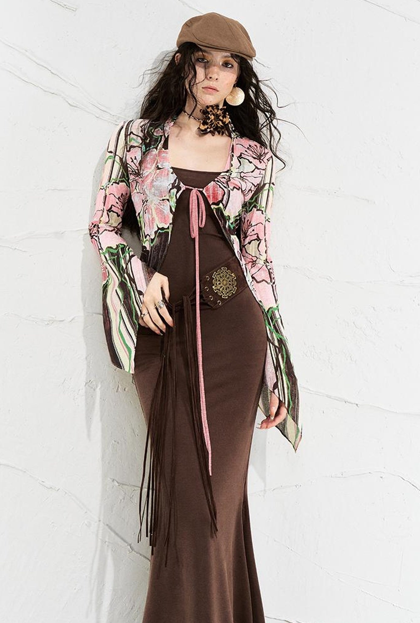 OfAkiva Flowy Two-Tone Print Canneles Relaxed Dress