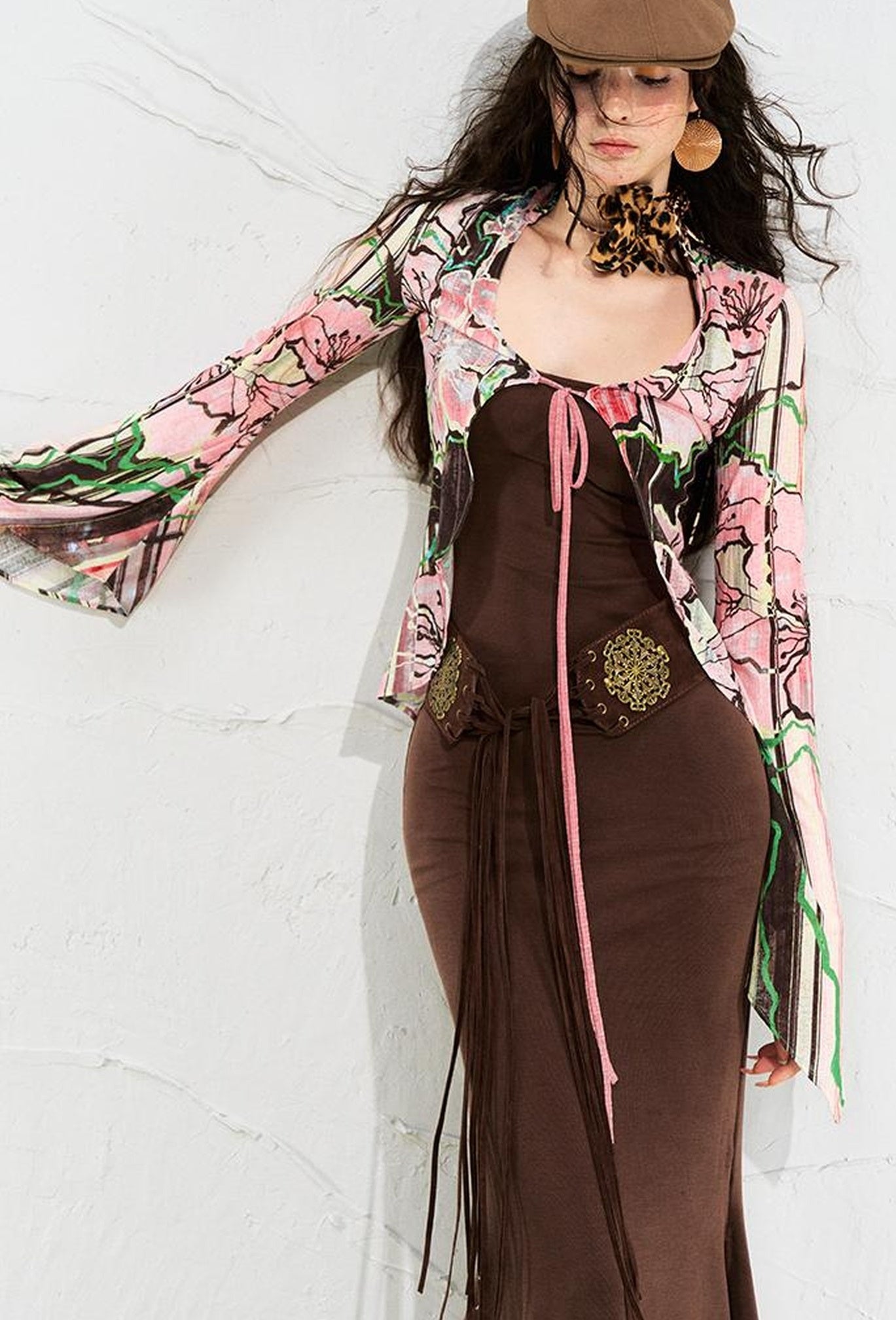 OfAkiva Flowy Two-Tone Print Canneles Relaxed Dress