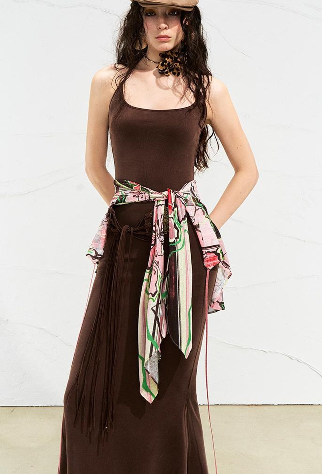 OfAkiva Flowy Two-Tone Print Canneles Relaxed Dress
