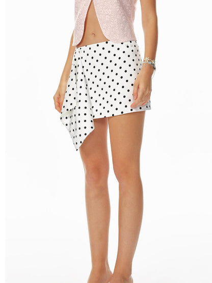 STRIKE A POSE Flowy White Polka Dot Mini Skirt For Women Casual Skirts