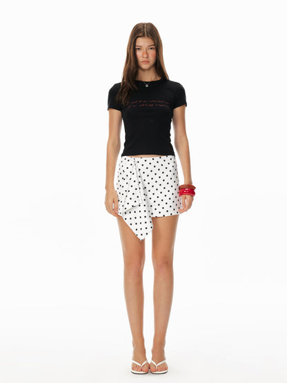 STRIKE A POSE Flowy White Polka Dot Mini Skirt For Women Casual Skirts