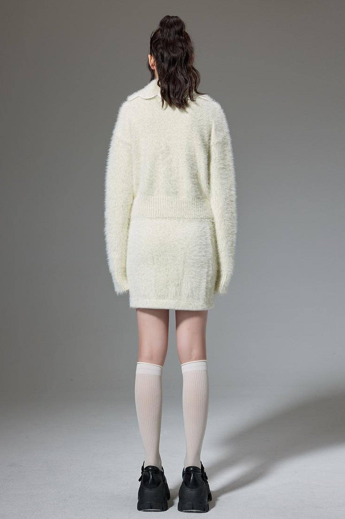 DIDDI MODA Fluffy Cozy Knit Set With Lace Trim