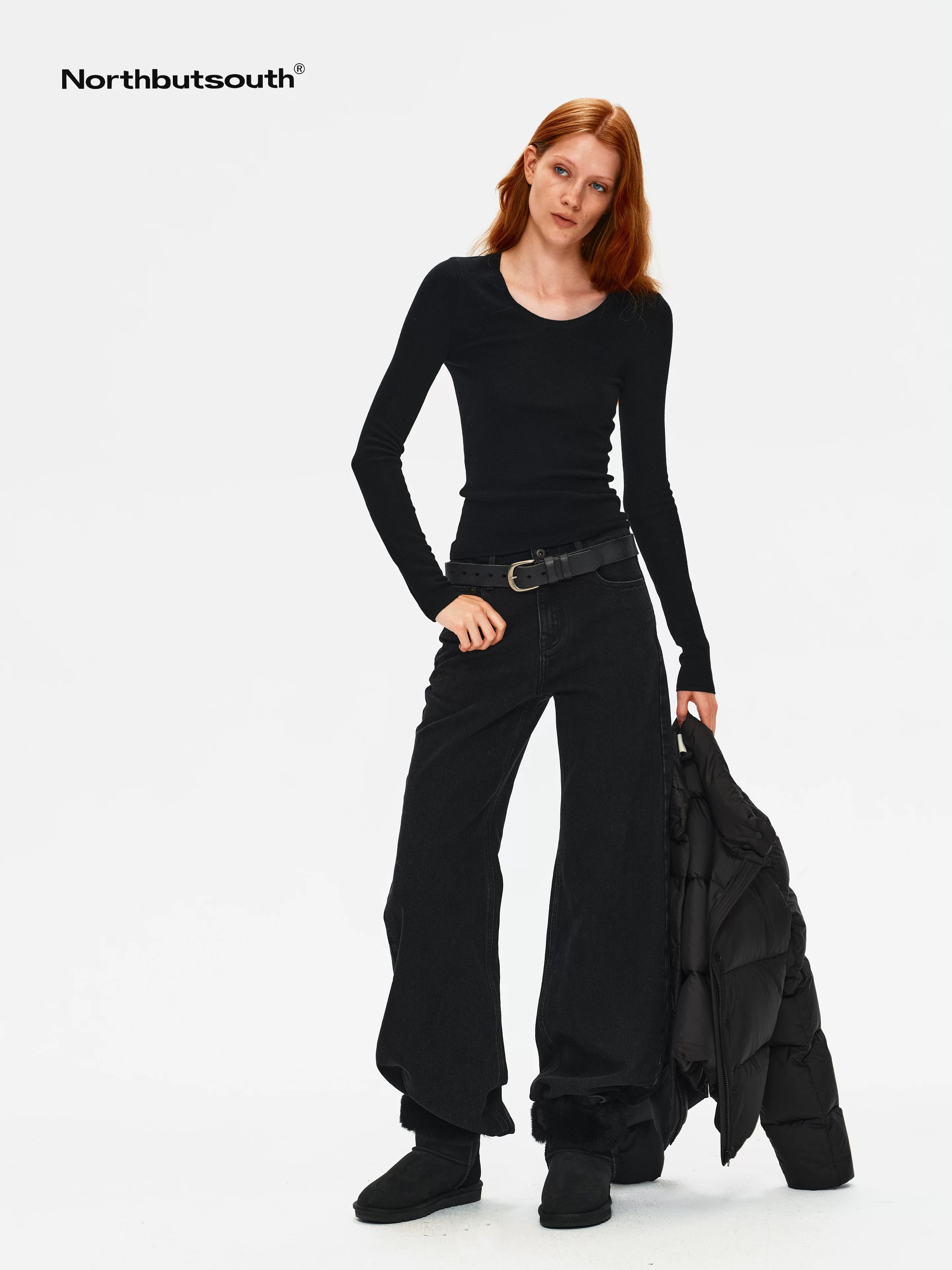 Four Color U Neck Slim Fit Lightweight Long Sleeve Women&