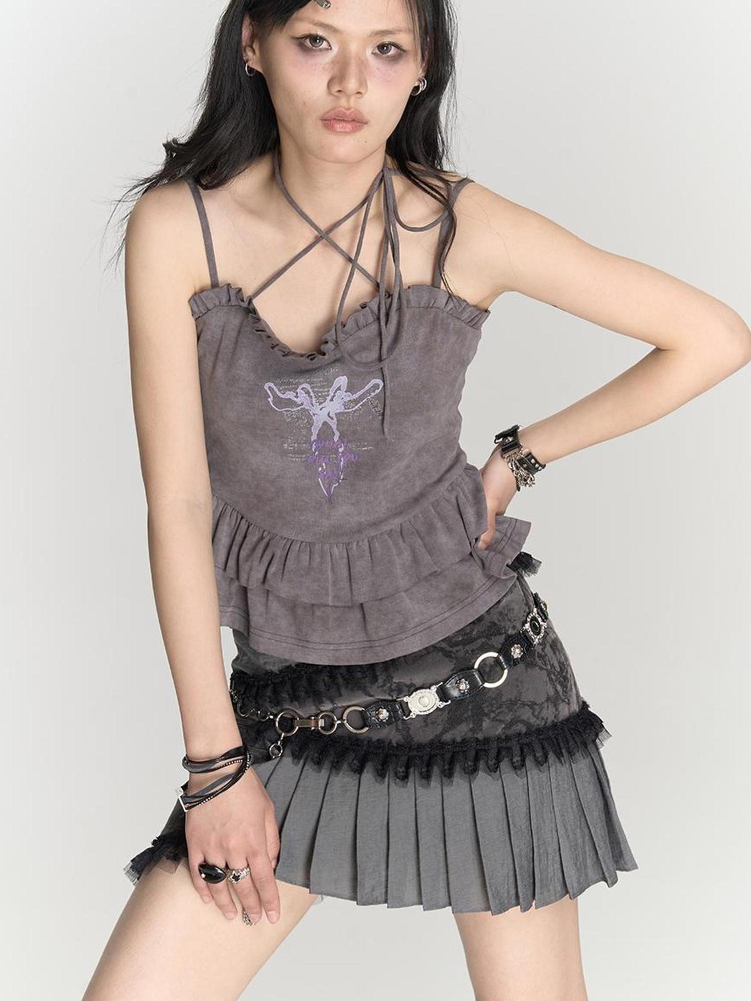 MOMSYCAN FOX LINE Foxline Lace Pleat Breeze Skirt