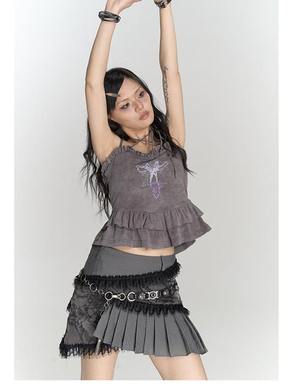 MOMSYCAN FOX LINE Foxline Lace Pleat Breeze Skirt