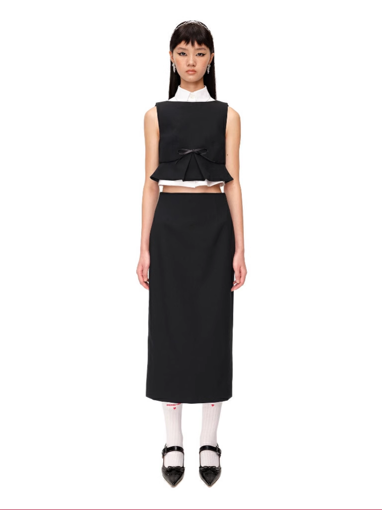 French-Inspired Side-Slit Pencil Skirt for Women