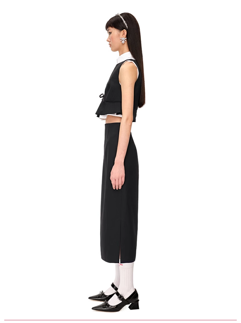 French-Inspired Side-Slit Pencil Skirt for Women