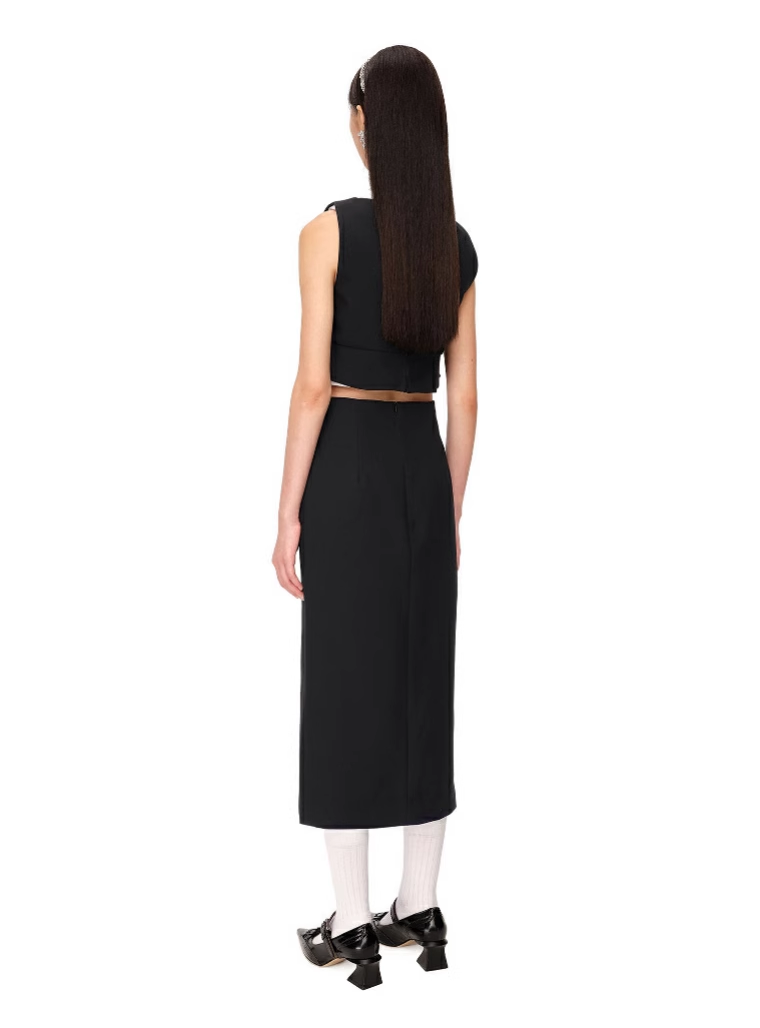 French-Inspired Side-Slit Pencil Skirt for Women