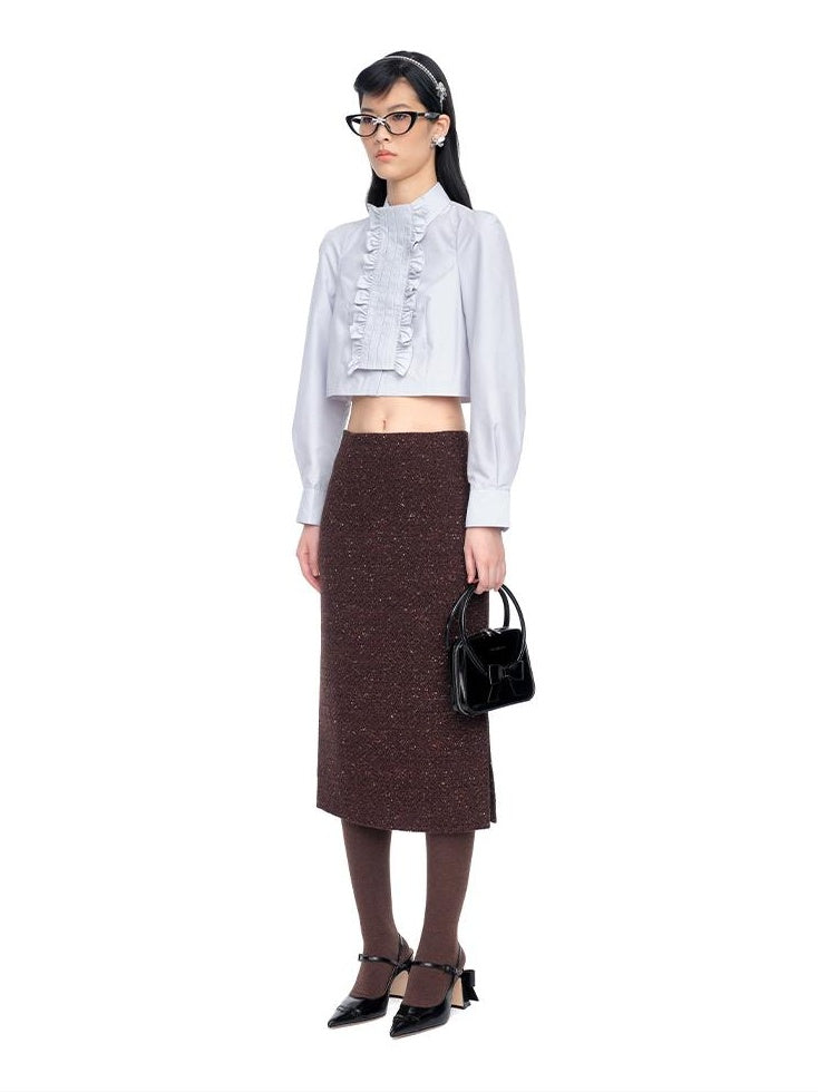 French-Inspired Side-Slit Pencil Skirt for Women