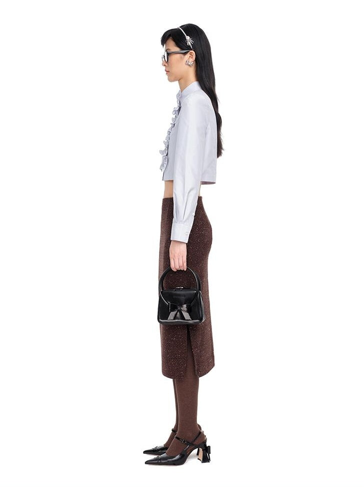 French-Inspired Side-Slit Pencil Skirt for Women