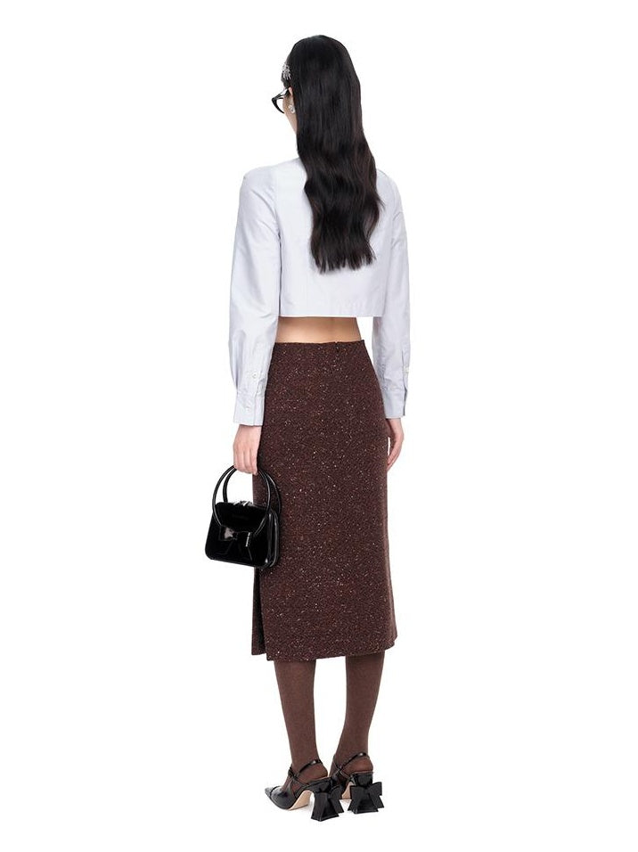 French-Inspired Side-Slit Pencil Skirt for Women