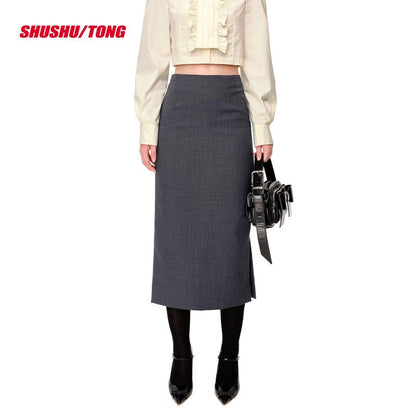 French-Inspired Side-Slit Pencil Skirt for Women