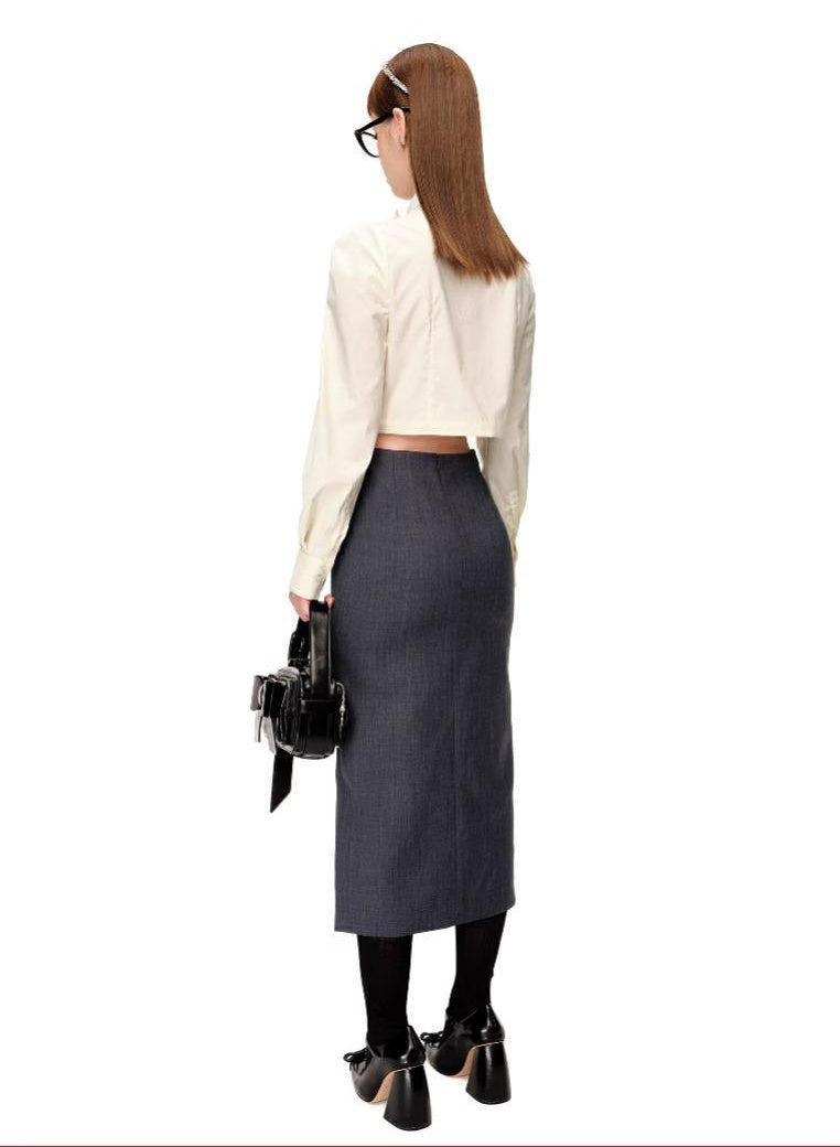 French-Inspired Side-Slit Pencil Skirt for Women