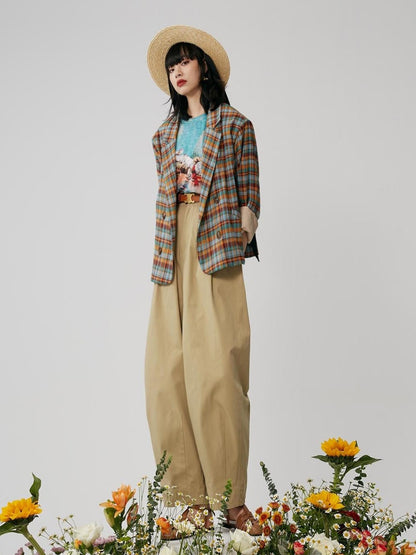 Sweet Mi French Style High Waisted Tapered Trousers With Elastic Waist