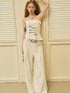 Fringed Embroidered Waist Gathered Striped Bustier Pants Set