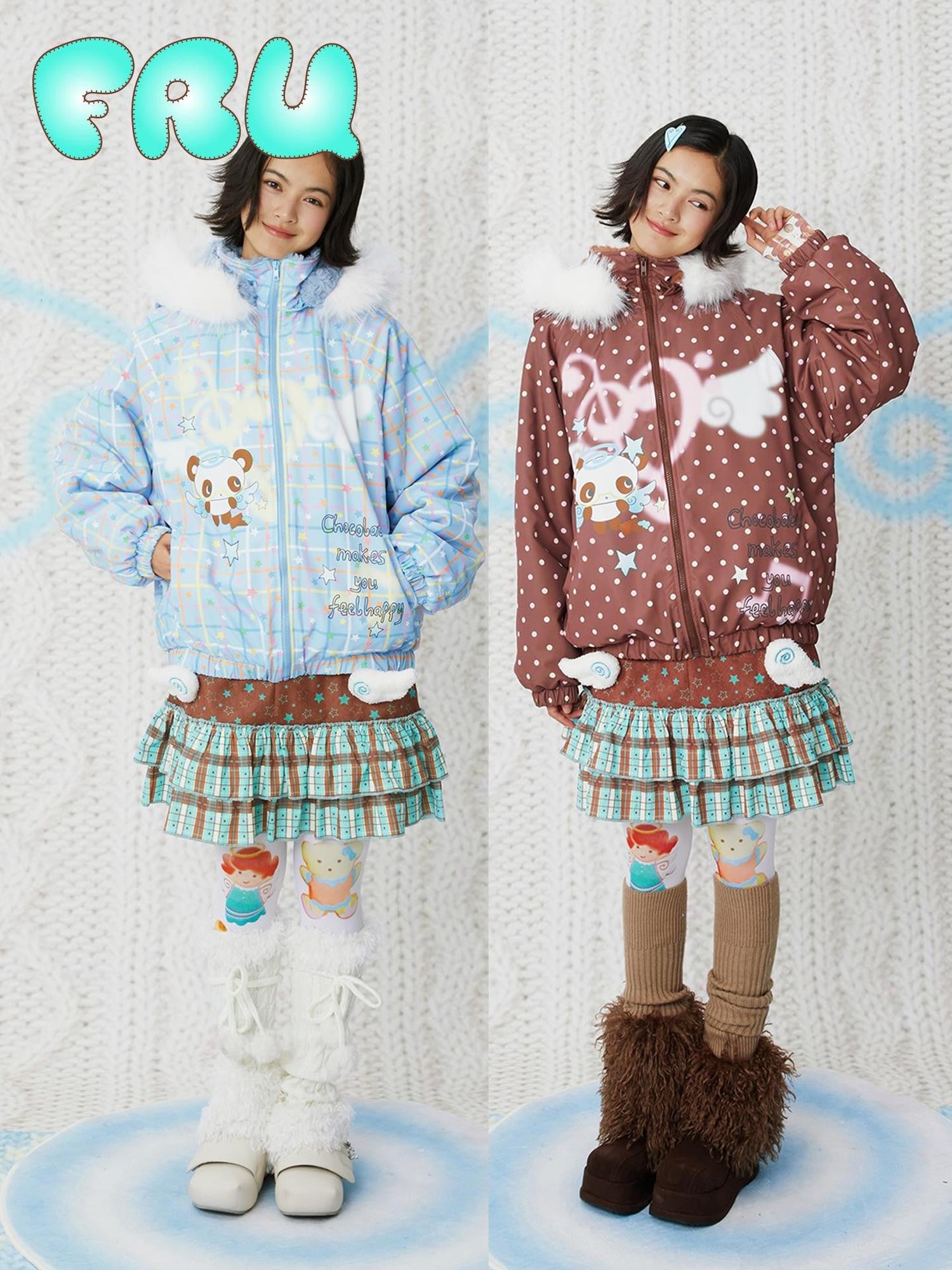 Frufru Gulu Angel Dessert Original Cartoon Print Hooded Loose Women&