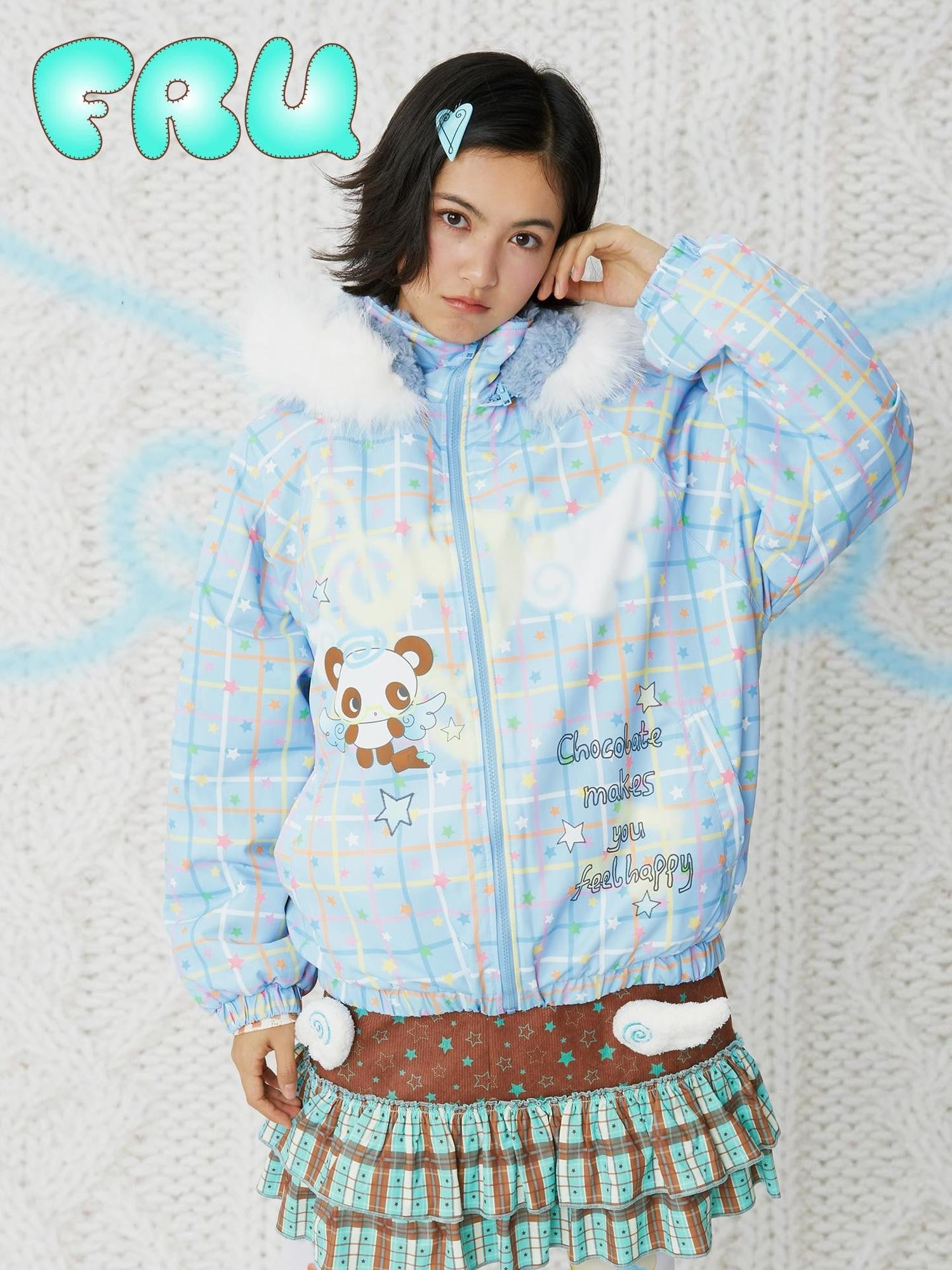 Frufru Gulu Angel Dessert Original Cartoon Print Hooded Loose Women&