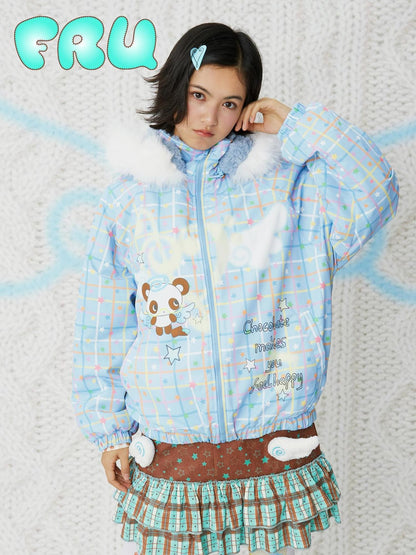 Frufru Gulu Angel Dessert Original Cartoon Print Hooded Loose Women&