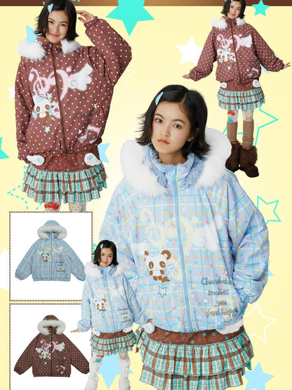 Frufru Gulu Angel Dessert Original Cartoon Print Hooded Loose Women&