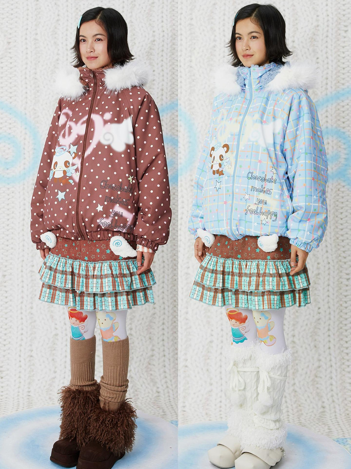 Frufru Gulu Angel Dessert Original Cartoon Print Hooded Loose Women&