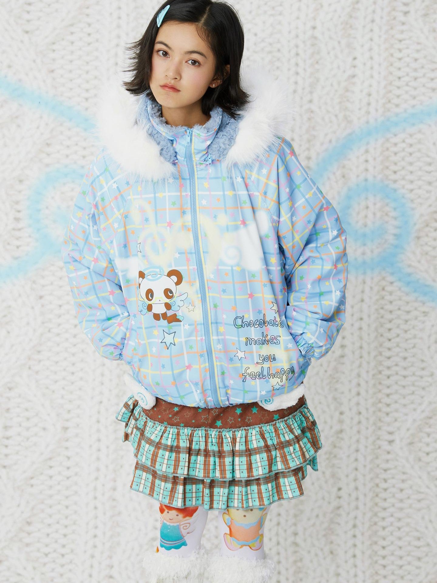 Frufru Gulu Angel Dessert Original Cartoon Print Hooded Loose Women&