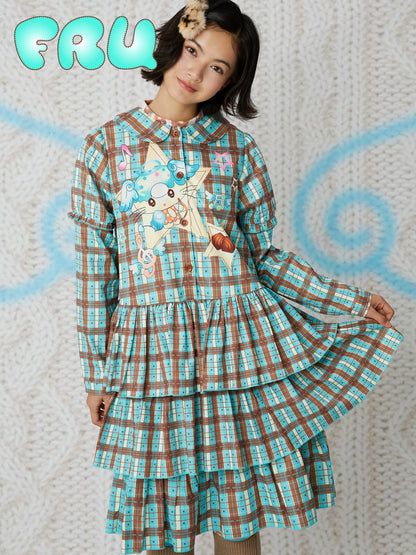 Frufru_Gulu_Angel_Print_Plaid_Doll_Collar_Long_Sleeve_Cotton_Women&