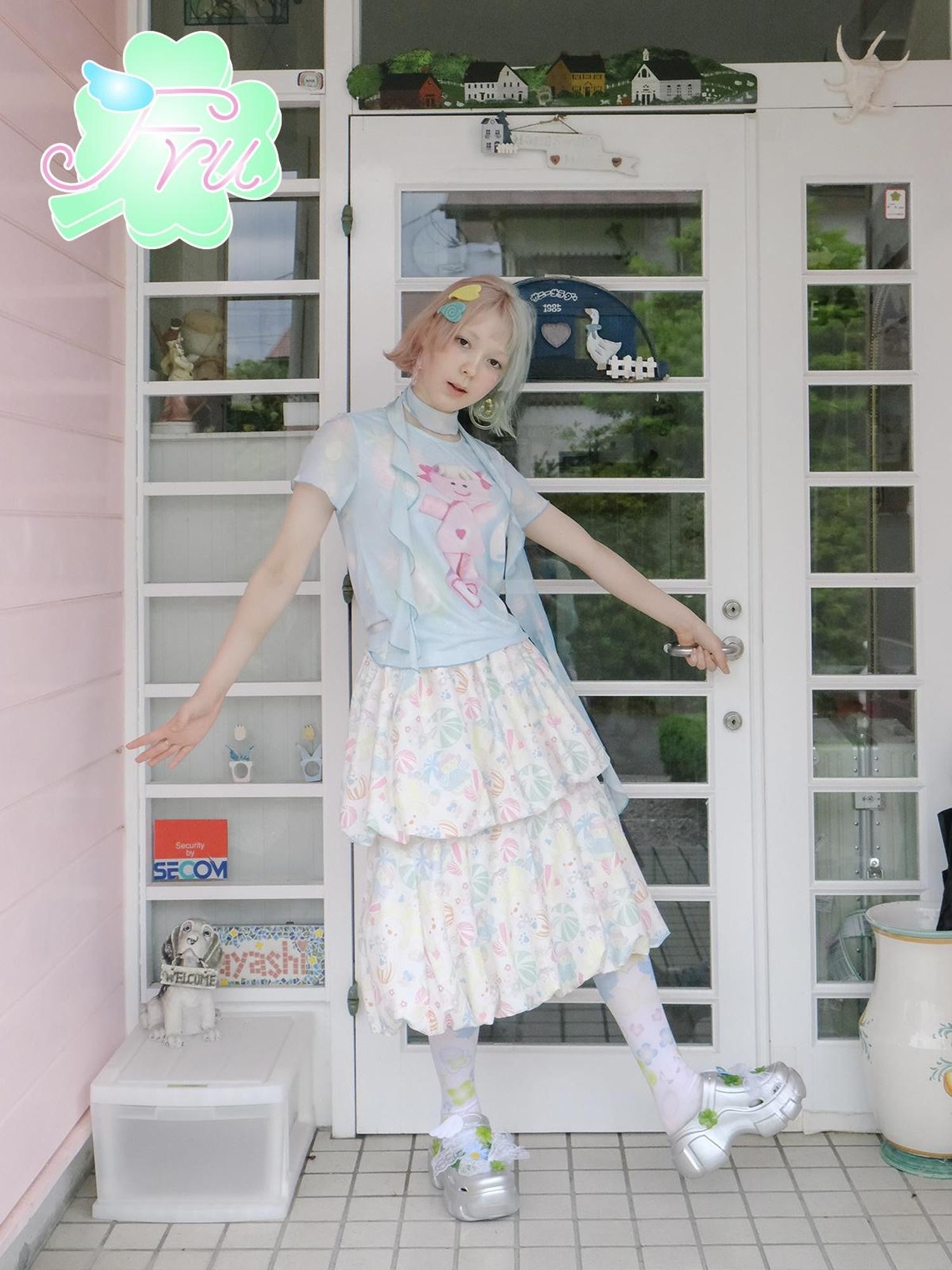 Frufru Gulu Blue Cotton Candy Print Women&