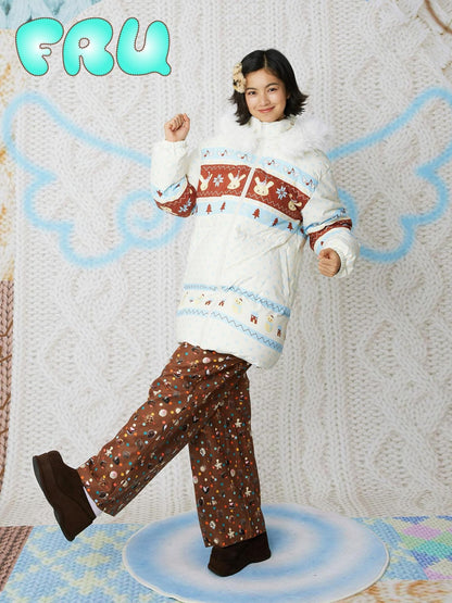 Frufru Gulu Candy Print Brown Corduroy Women&
